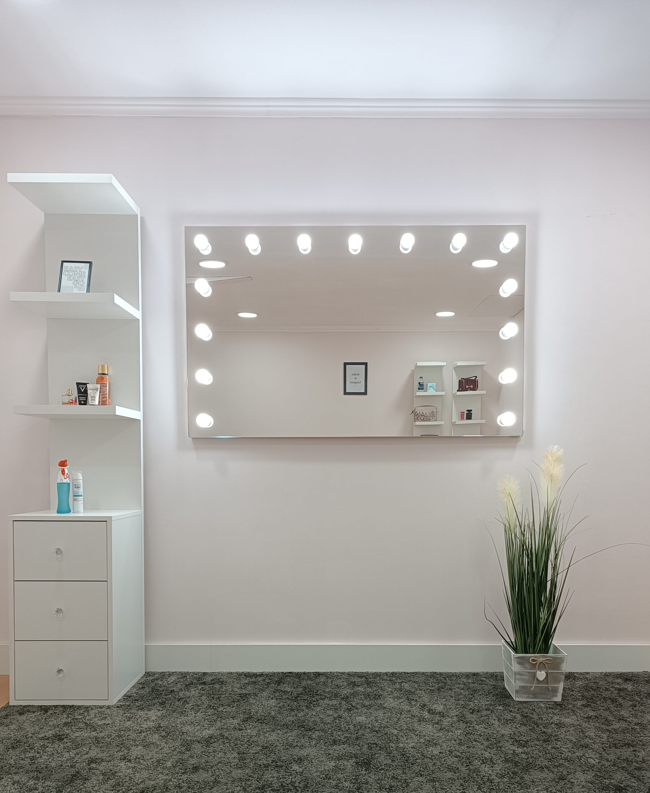 Espejo grande rectangular con luz LED