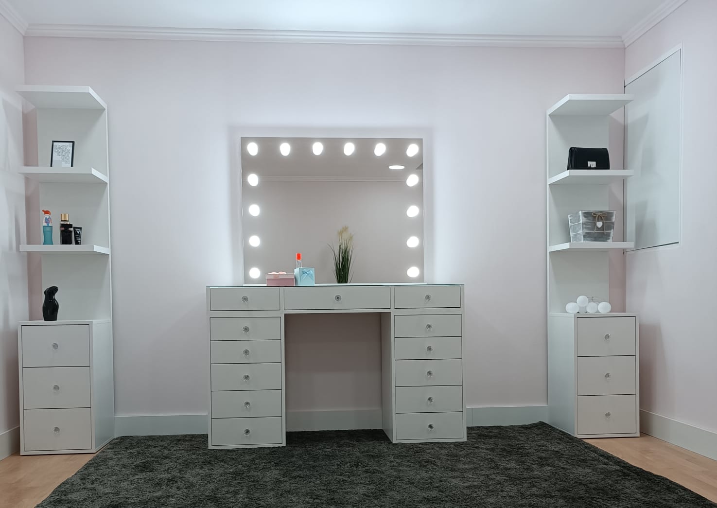 Espejo LED blanco con marco y luz | Mirage Muebles