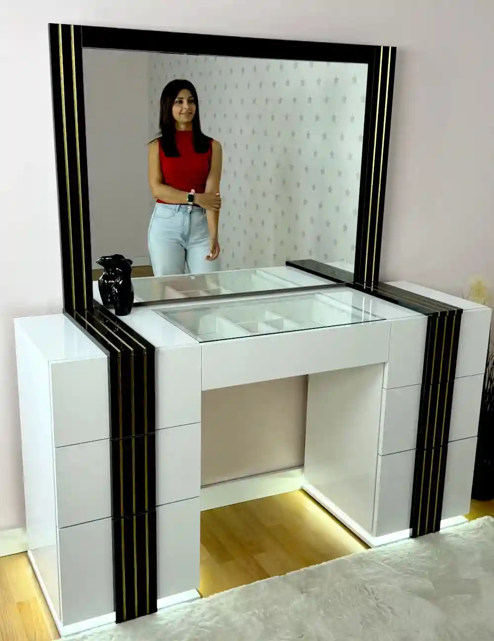 Tocador Dormitorio con Espejo - 7 Cajones