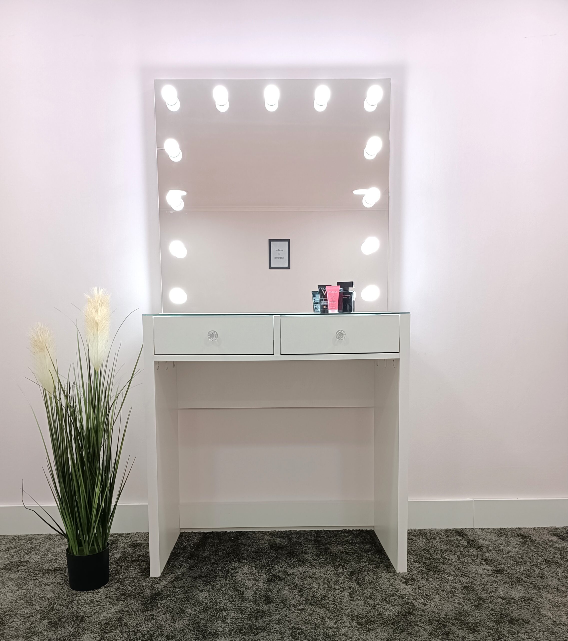 Espejo LED blanco con marco y luz | Mirage Muebles