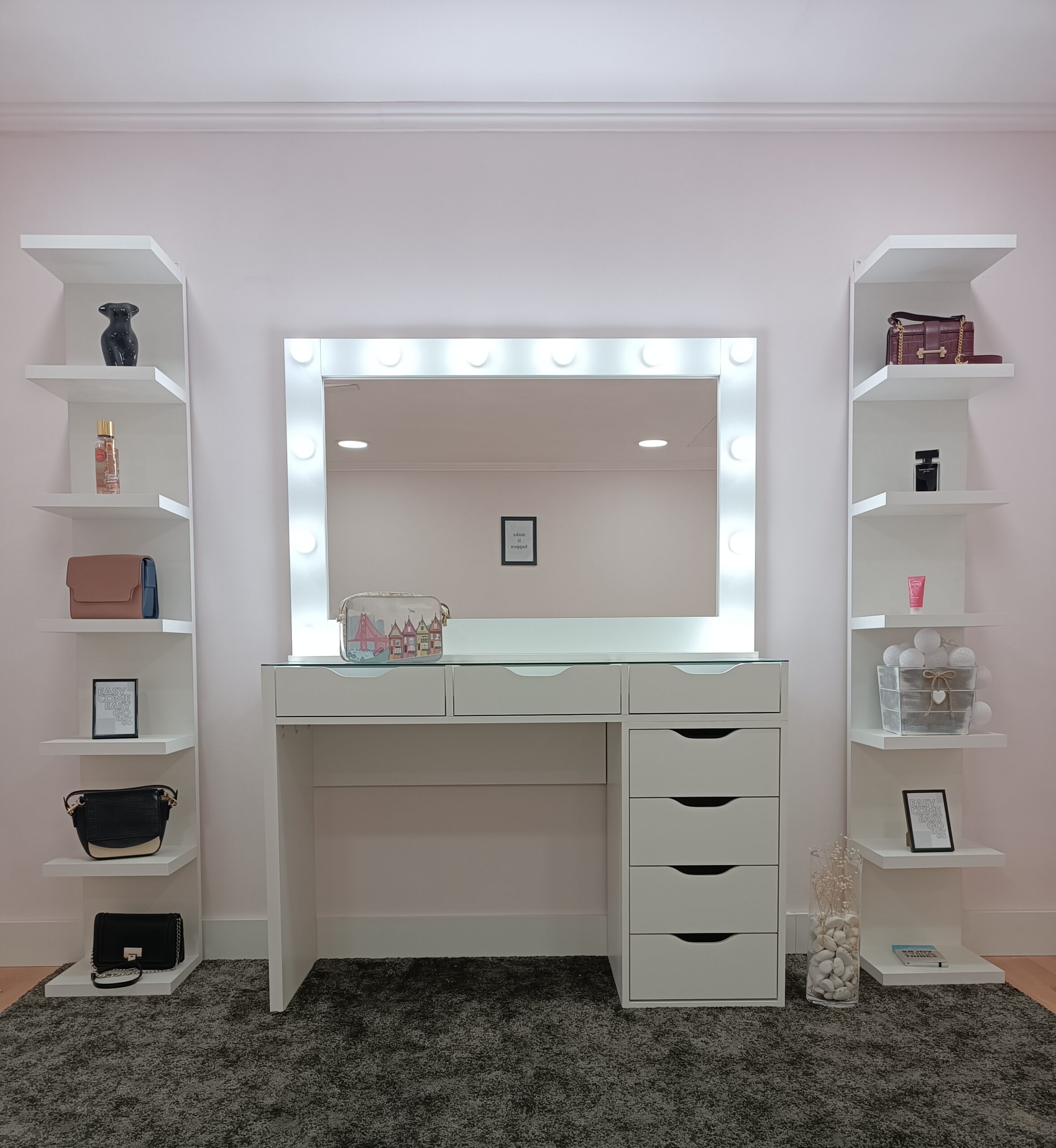 Espejo LED blanco con marco y luz | Mirage Muebles