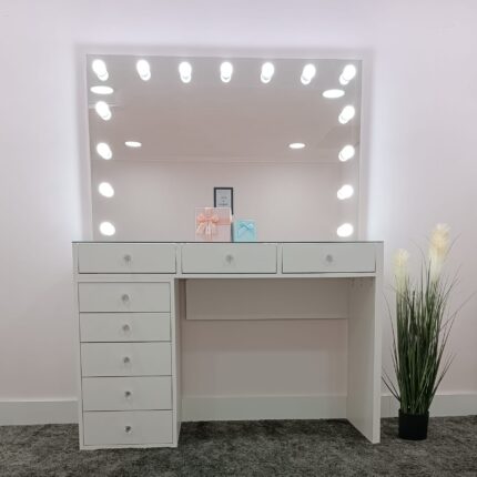 Gran espejo de tocador sin marco con luces y escritorio de espejo 32 x 27 -   México