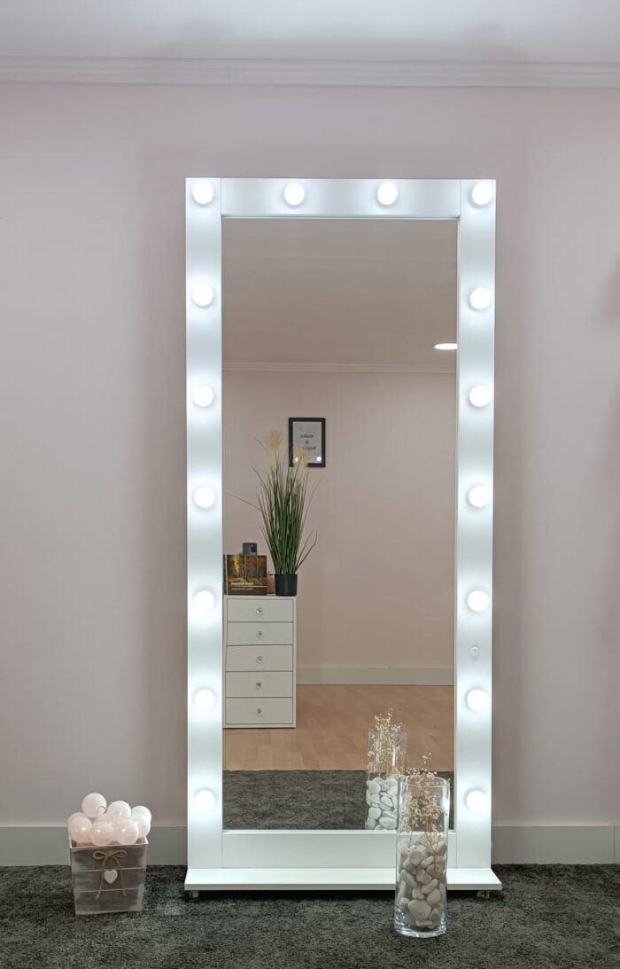 Mirror with frame and stand