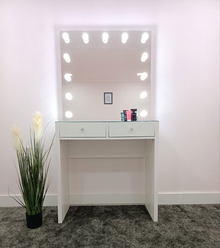 white makeup vanity